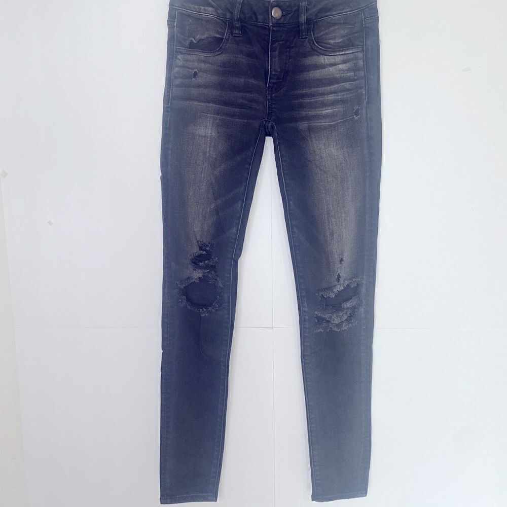 American Eagle Outfitters black Distressed Jeggings 2